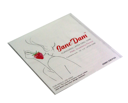(FDA Approved) 6 Count Ultra-Thin 0.07mm SancDam Latex Oral Sex Dam Strawberry (Product of Malaysia)