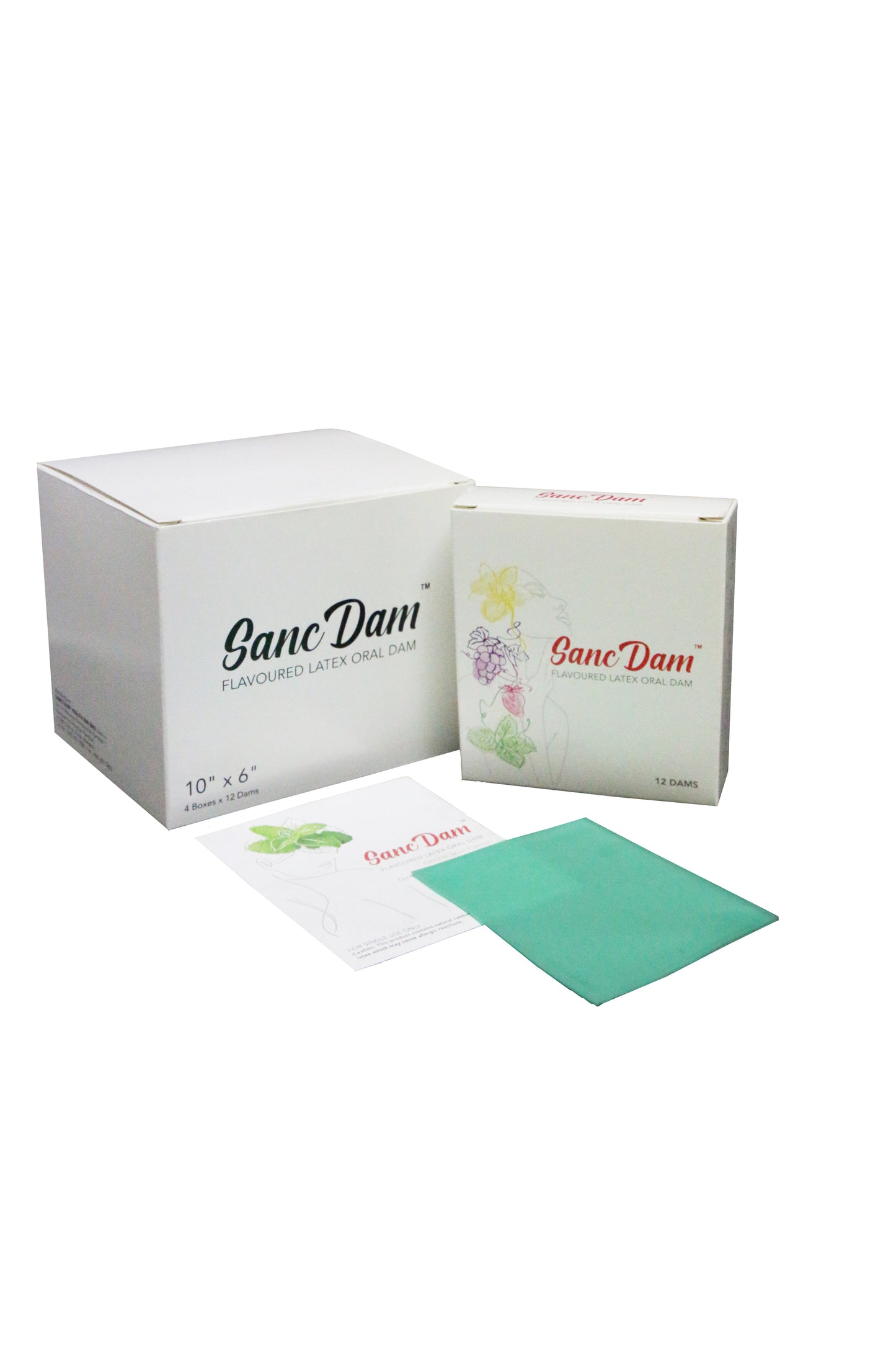(FDA Approved) 12 Count Ultra-Thin 0.07mm SancDam Latex Oral Sex Dam Flavored Mint (Product of Malaysia)