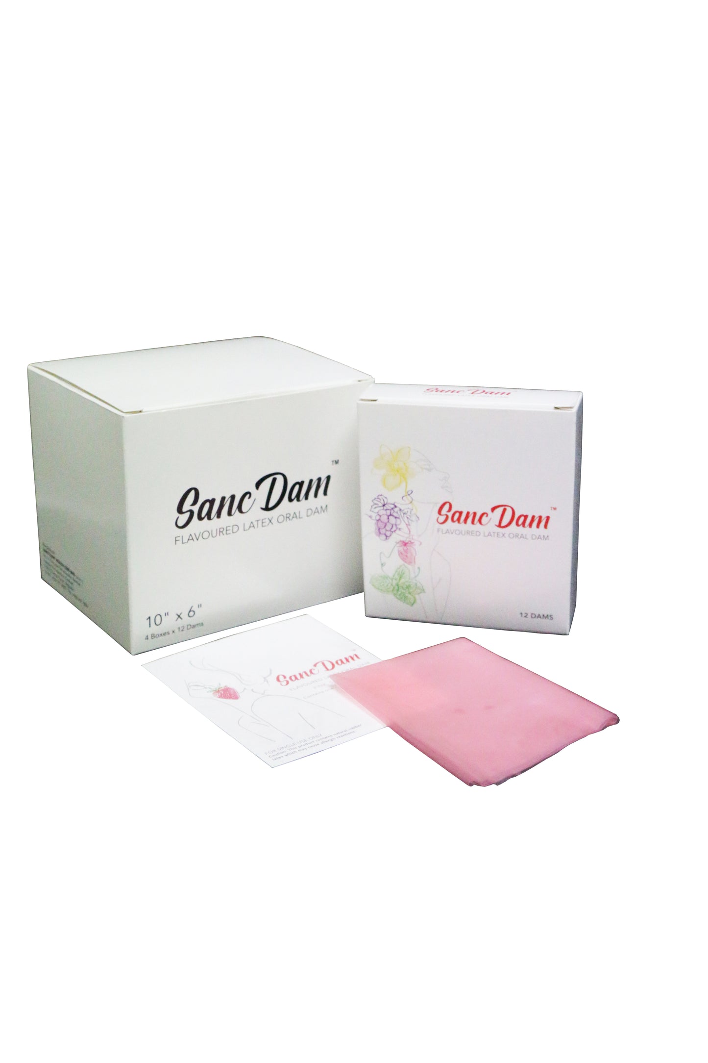 (FDA Approved) 48 Count Ultra-Thin 0.07mm SancDam Latex Oral Sex Dam Flavored Strawberry (Product of Malaysia)