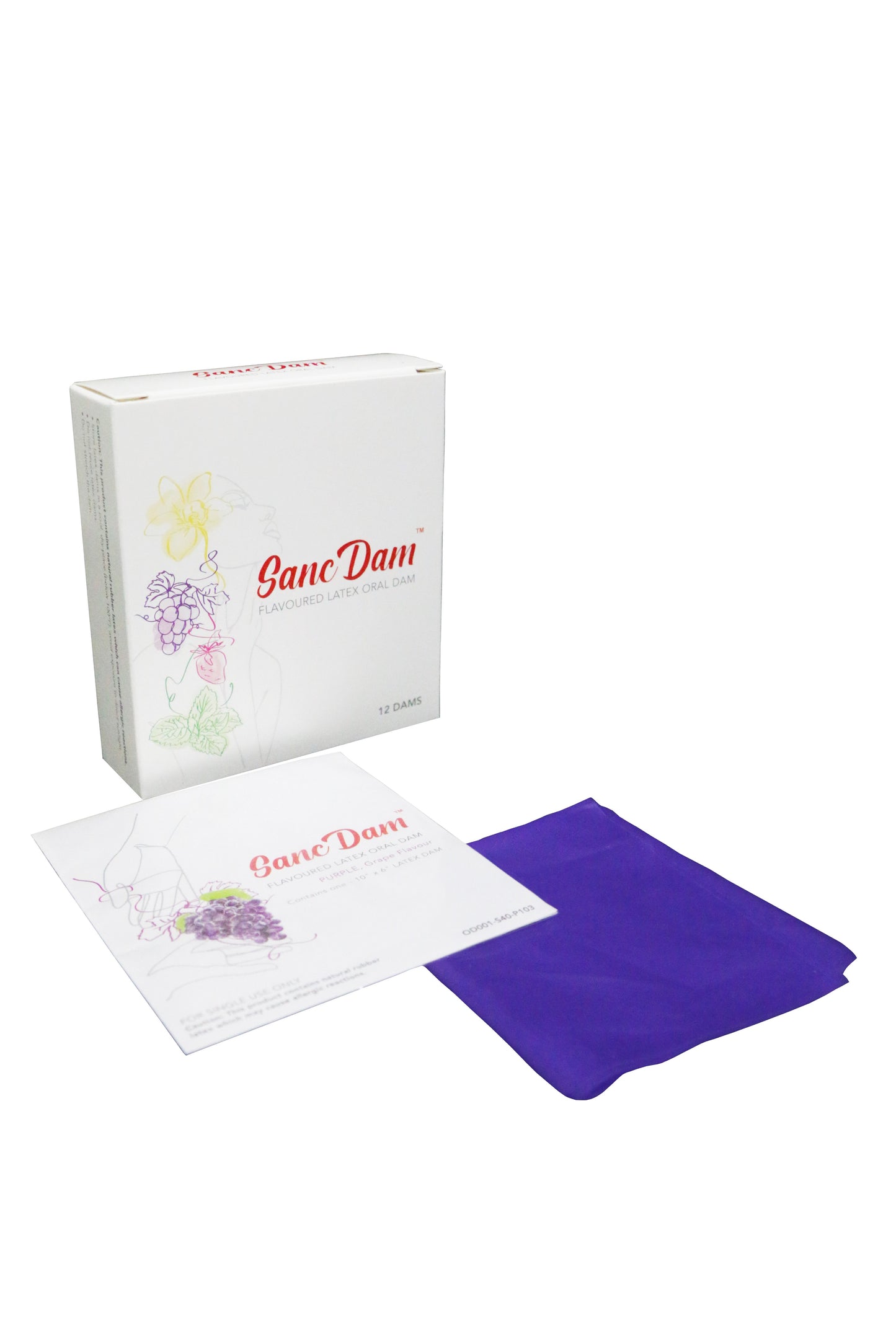 (FDA Approved) 12 Count Ultra-Thin 0.07mm SancDam Latex Oral Sex Dam Flavored Grape (Product of Malaysia)