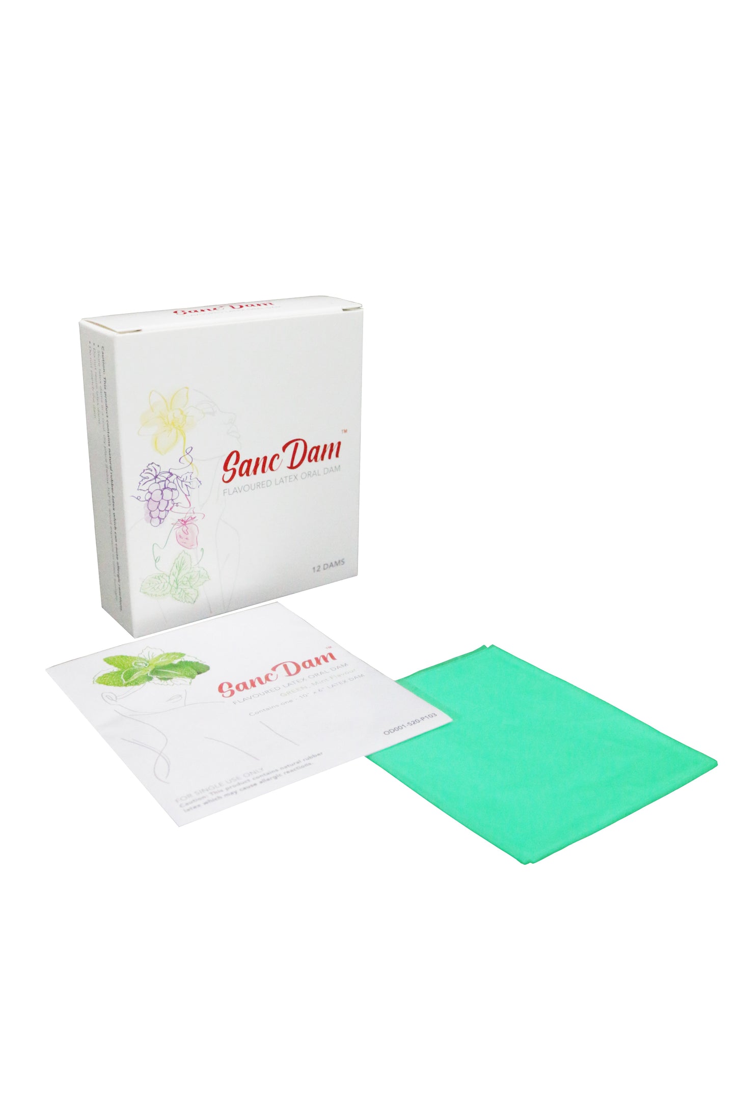(FDA Approved) 12 Count Ultra-Thin 0.07mm SancDam Latex Oral Sex Dam Flavored Mint (Product of Malaysia)