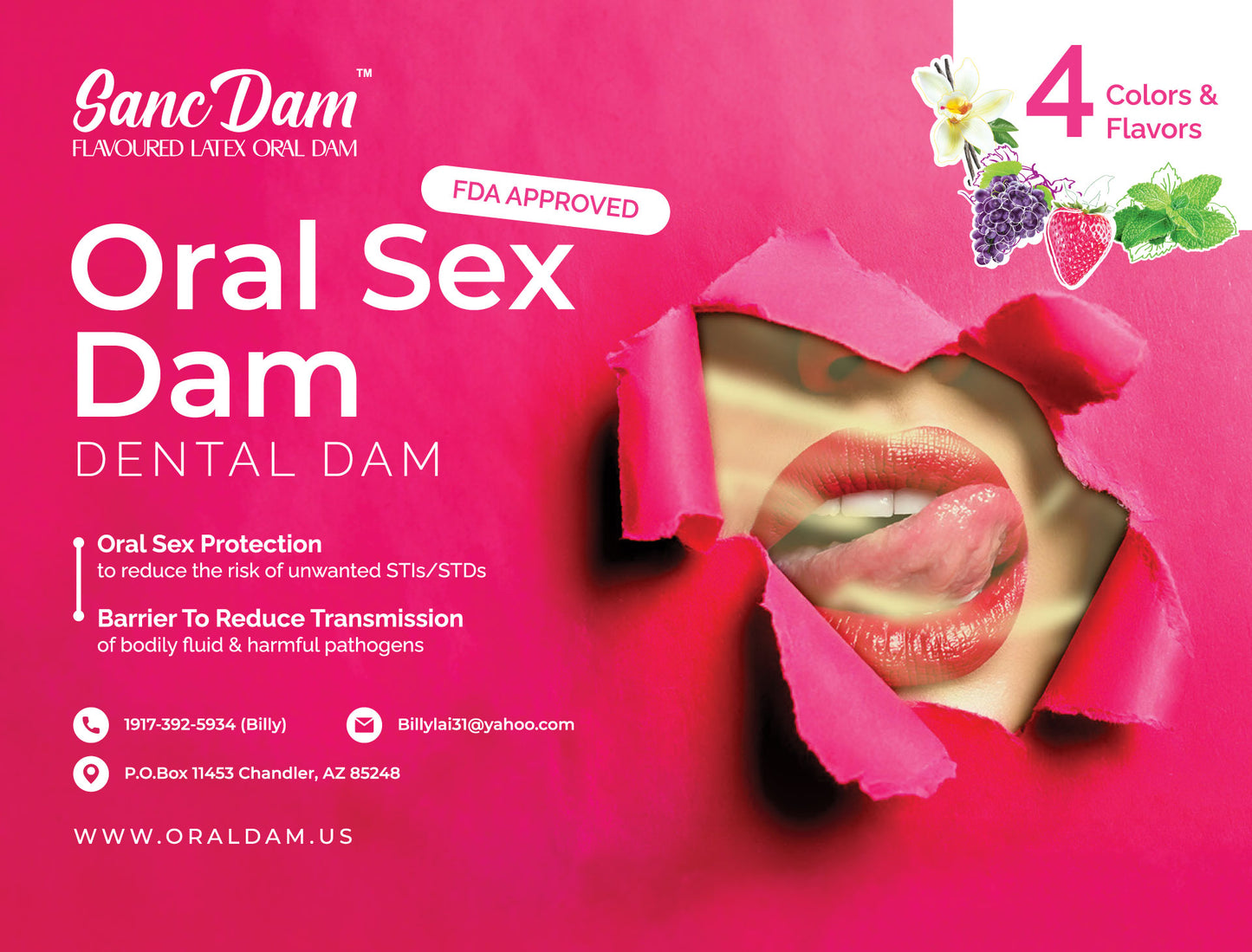 (FDA Approved) 12 Count Ultra-Thin 0.07mm SancDam Latex Oral Sex Dam Flavored Grape (Product of Malaysia)