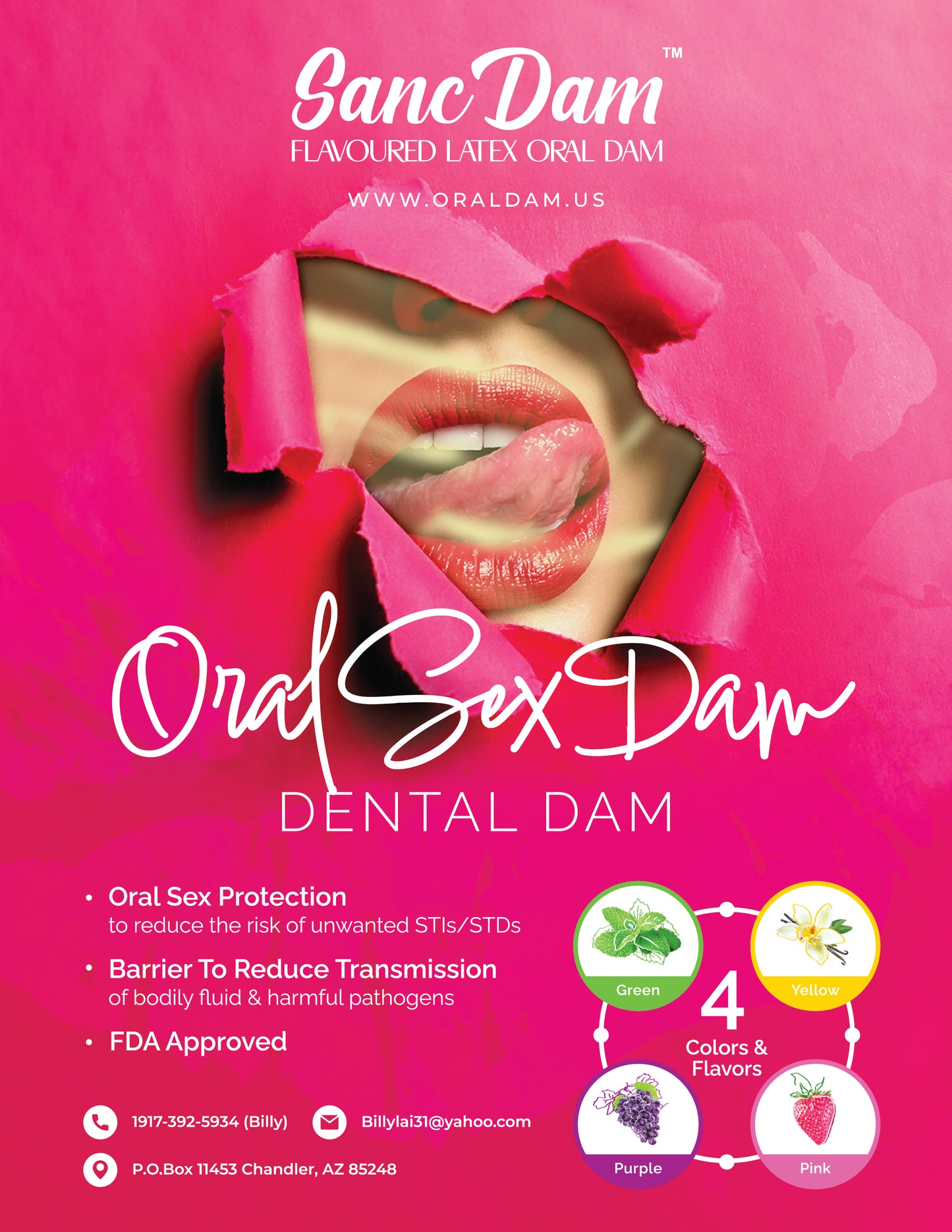 (FDA Approved) 12 Count Ultra-Thin 0.07mm SancDam Latex Oral Sex Dam Flavored Grape (Product of Malaysia)