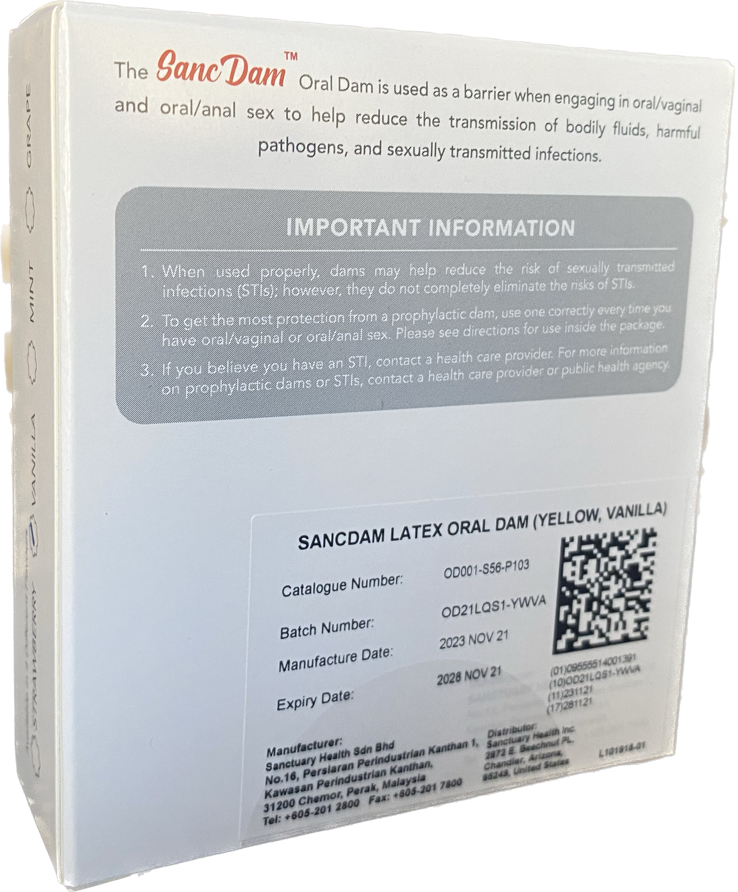 (FDA Approved) 6 Count Ultra-Thin 0.07mm SancDam Latex Oral Sex Dam Strawberry (Product of Malaysia)